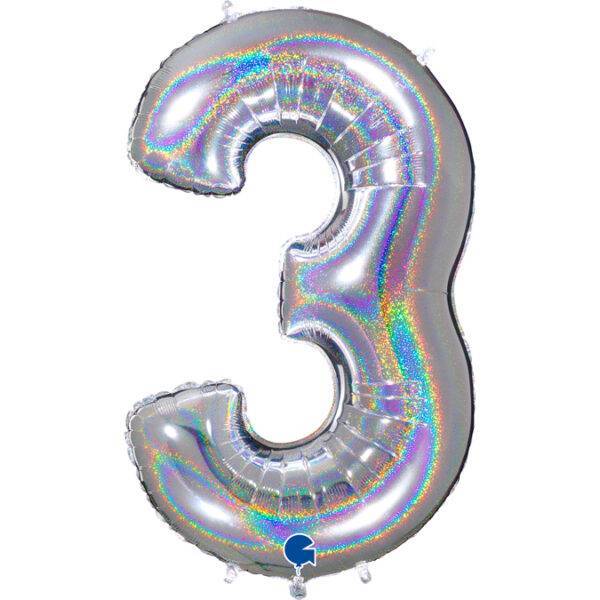 693GHS Number 3 Glitter Holographic Silver – Pimm Parties