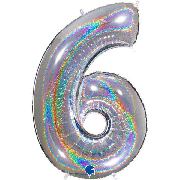 696GHS Number 6 Glitter Holographic Silver – Pimm Parties