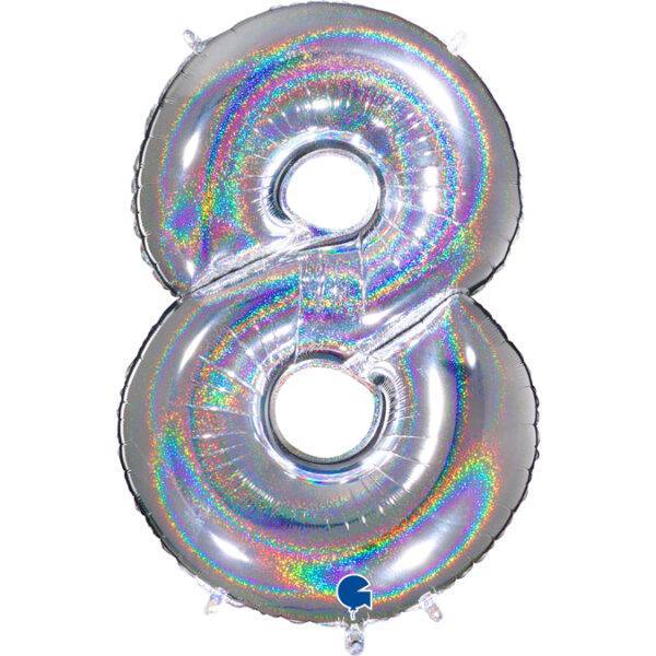 698GHS Number 8 Glitter Holographic Silver – Pimm Parties